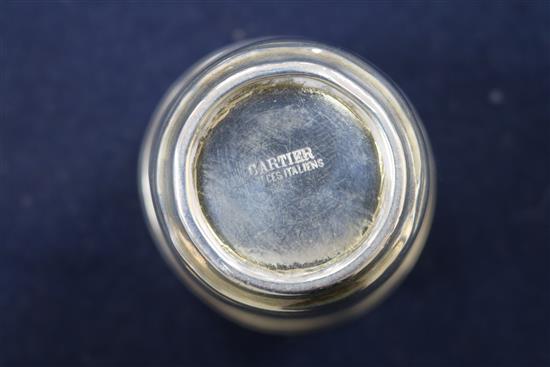 A French Cartier engine turned silver small beaker, 1.9 oz.